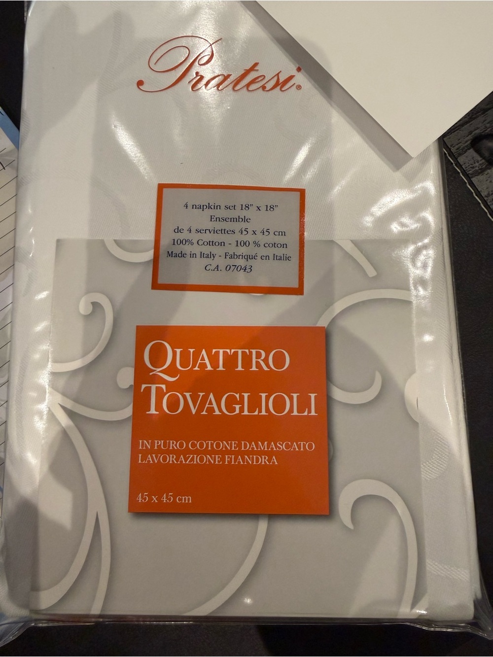 Pratesi Egyptian Cotton Damask Table Linens 16 Pieces New Unused Italy
